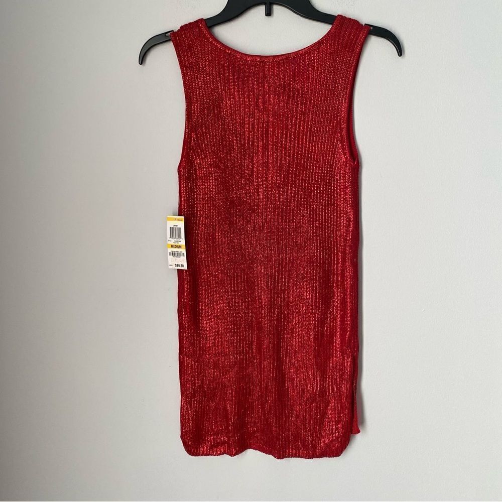 INC Women’s Sleeveless Metallic Knit Red Scoop Neck Sweater Red M - Picture 3 of 3